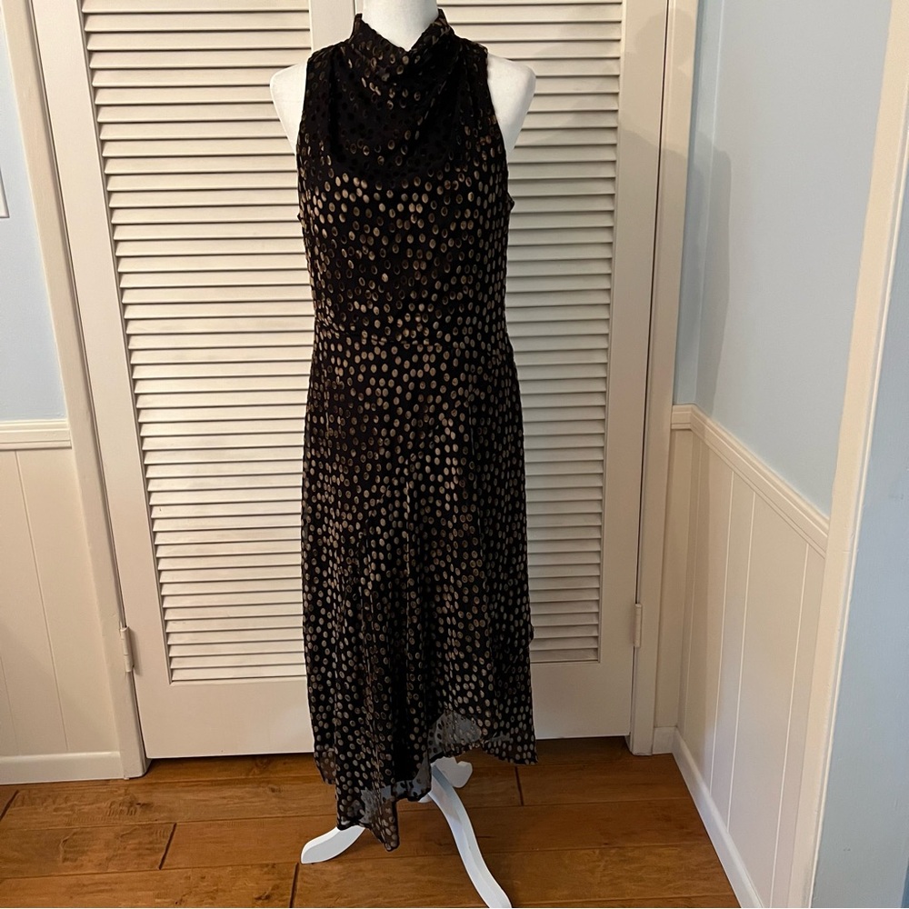 Donna Karen New York Dress black gold metallic